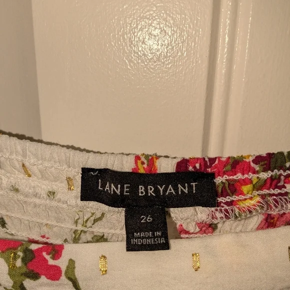 Size 26 Floral Women's Dress in White with Pink and Yellow Accents - Picture 11 of 11